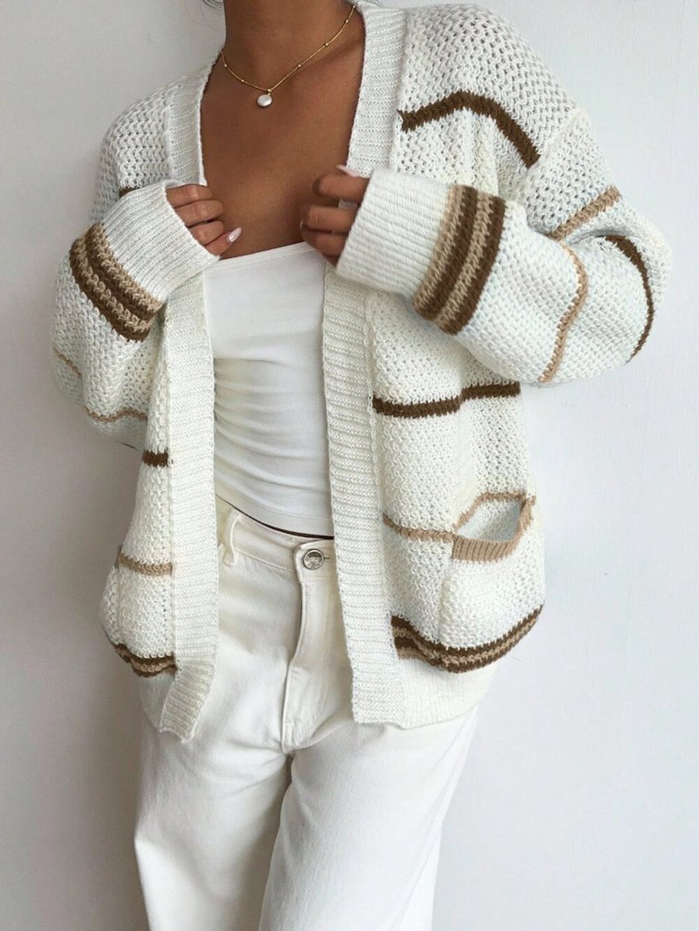 Multicolor Casual Women's Striped Pattern Cardigan - Picture 6 of 7